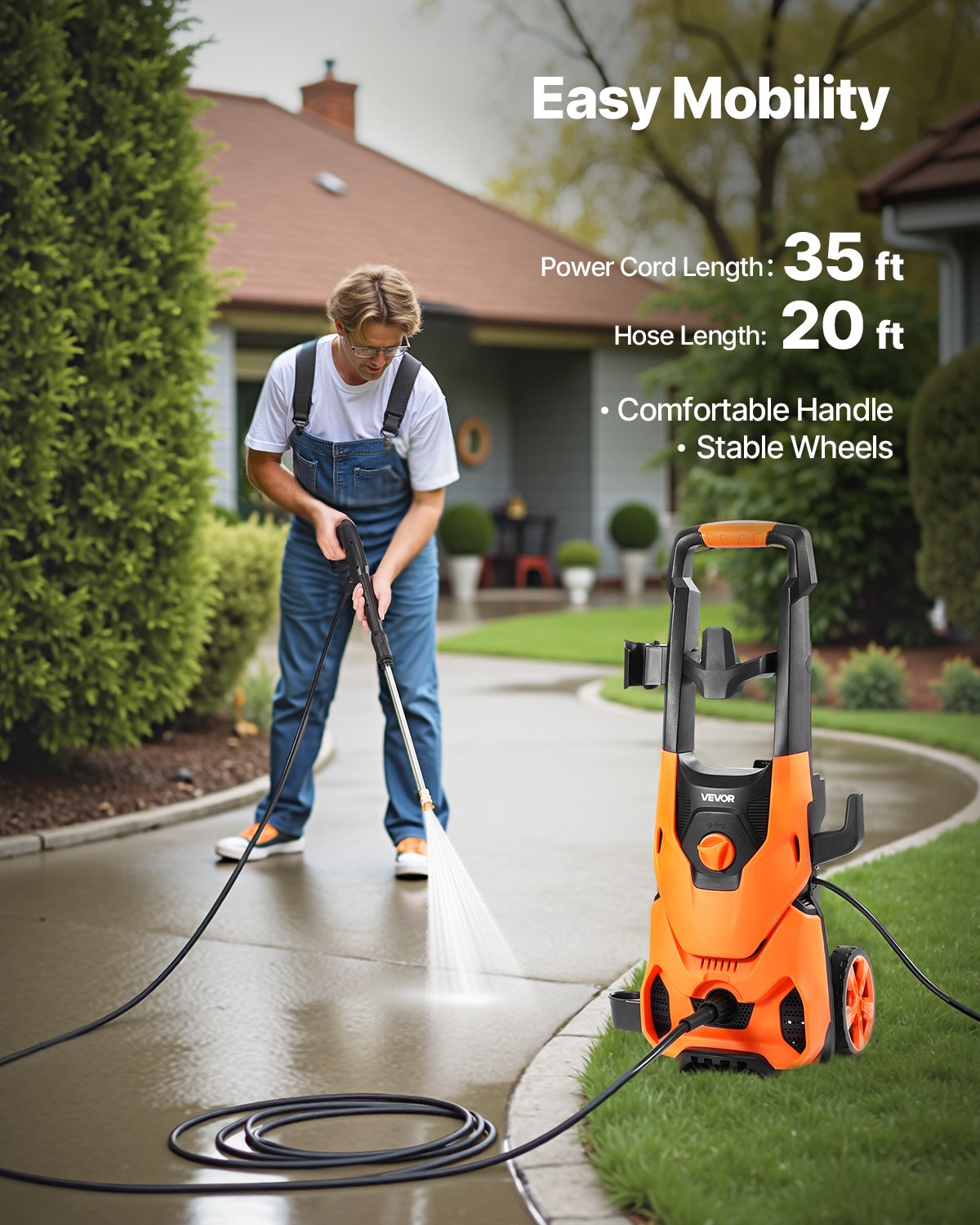 Electric Pressure Washer, Max 4200 PSI and 2.8 GPM, High Power Pressure Cleaning Machine with 4 Quick Connect Nozzles and a Foam Cannon, Ideal for Cars/Fences/Driveways/Patios/Home Cleaning