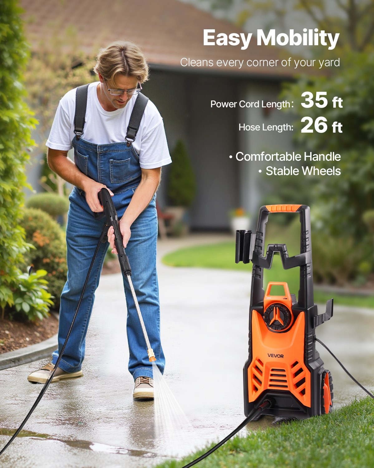 Electric Pressure Washer, Max 4500 PSI and 3.2 GPM, High Power Pressure Cleaning Machine with 4 Quick Connect Nozzles and a Foam Cannon, Ideal for Cars/Fences/Driveways/Patios/Home Cleaning