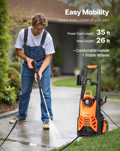 Electric Pressure Washer, Max 4500 PSI and 3.2 GPM With Pressure Adjustment, High Power Pressure Cleaning Machine with 4 Quick Connect Nozzles, for Cars/Fences/Driveways/Patios/Home Cleaning