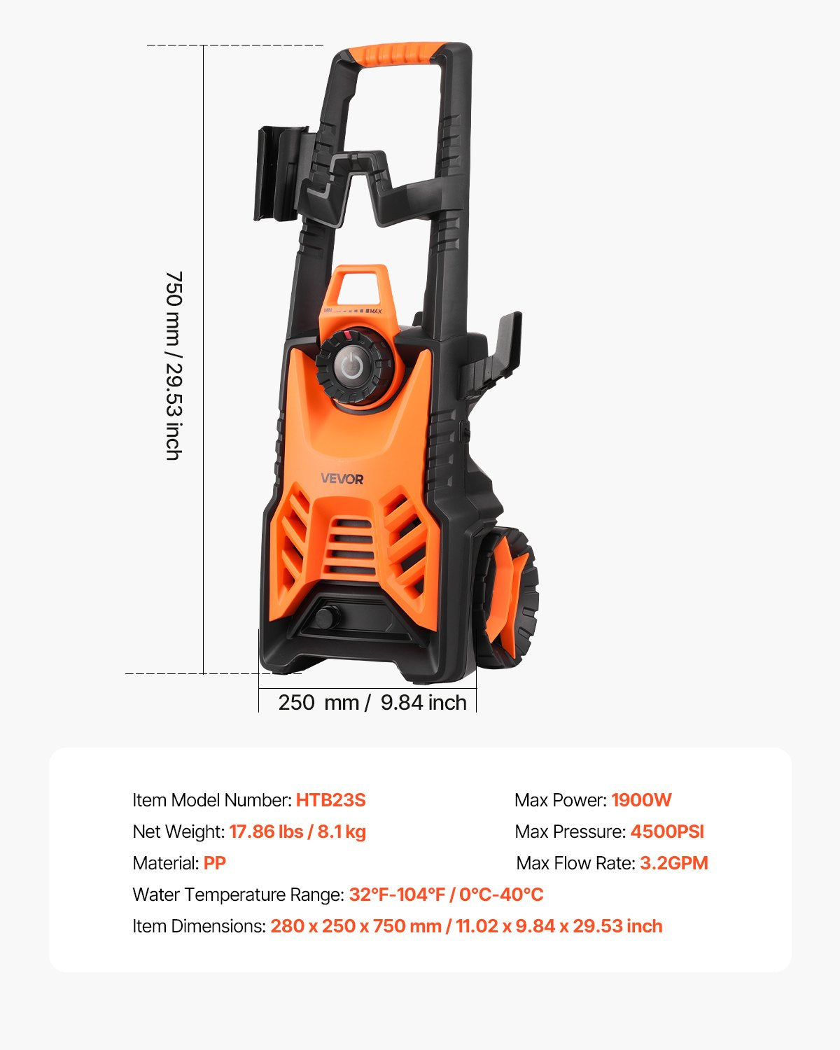 Electric Pressure Washer, Max 4500 PSI and 3.2 GPM With Pressure Adjustment, High Power Pressure Cleaning Machine with 4 Quick Connect Nozzles, for Cars/Fences/Driveways/Patios/Home Cleaning