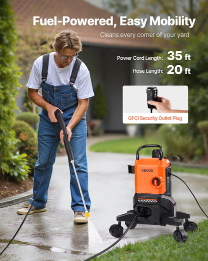Electric Pressure Washer, Max 2700 PSI and 1.8 GPM, High Power Pressure Cleaning Machine with 4 Quick Connect Nozzles and a Foam Cannon, Ideal for Cars/Fences/Driveways/Patios/Home Cleaning