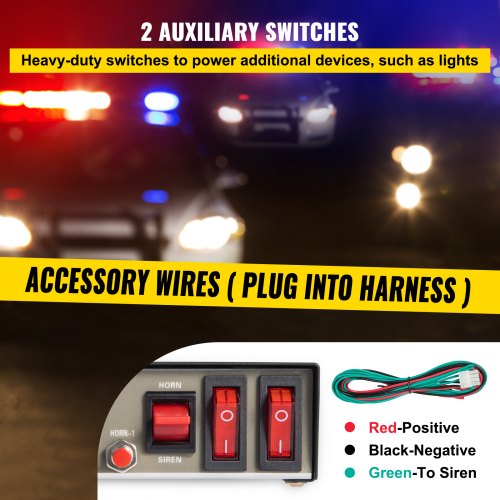 Sirenenpaket 8 Töne Notfallwarnsirene, 200 W, mit PA-Lautsprecher MIC-System Fahrzeug-Sirenenbox Geeignet für Polizei-, Krankenwagen-, Feuerwehr- und Baufahrzeuge | EU