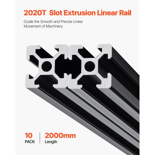 10 Stück 78,7 Zoll (2000 mm) T-Nut 2020 Aluminium extrudiert eloxiert Linearschiene | EU