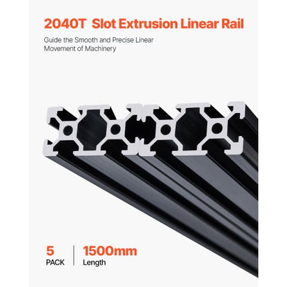 5PCS 59 inch (1500mm) T-Slot 2040 Aluminum Extruded Anodized Linear Rail | EU
