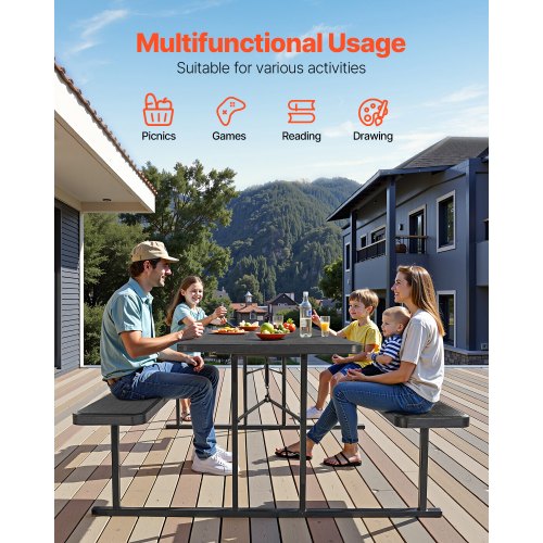 Picknicktisch, faltbar, Stahl, Campingtisch, Stuhl, Garten, drinnen und draußen | EU