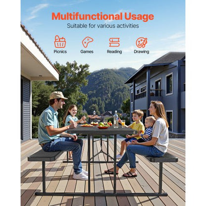 Picknicktisch, faltbar, Stahl, Campingtisch, Stuhl, Garten, drinnen und draußen | EU
