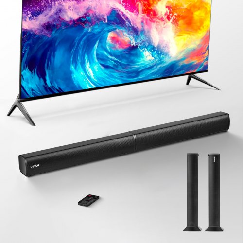 Sound Bar for Smart TV, 2.0 Channel, 32-Inch 2 in 1 Detachable Soundbar TV Speakers, with Bluetooth HDMI AUX USB Connection, Remote Control, 80W Surround Sound System, for Home Theater Audio