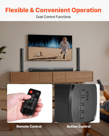 Sound Bar for Smart TV, 2.0 Channel, 32-Inch 2 in 1 Detachable Soundbar TV Speakers, with Bluetooth HDMI AUX USB Connection, Remote Control, 80W Surround Sound System, for Home Theater Audio