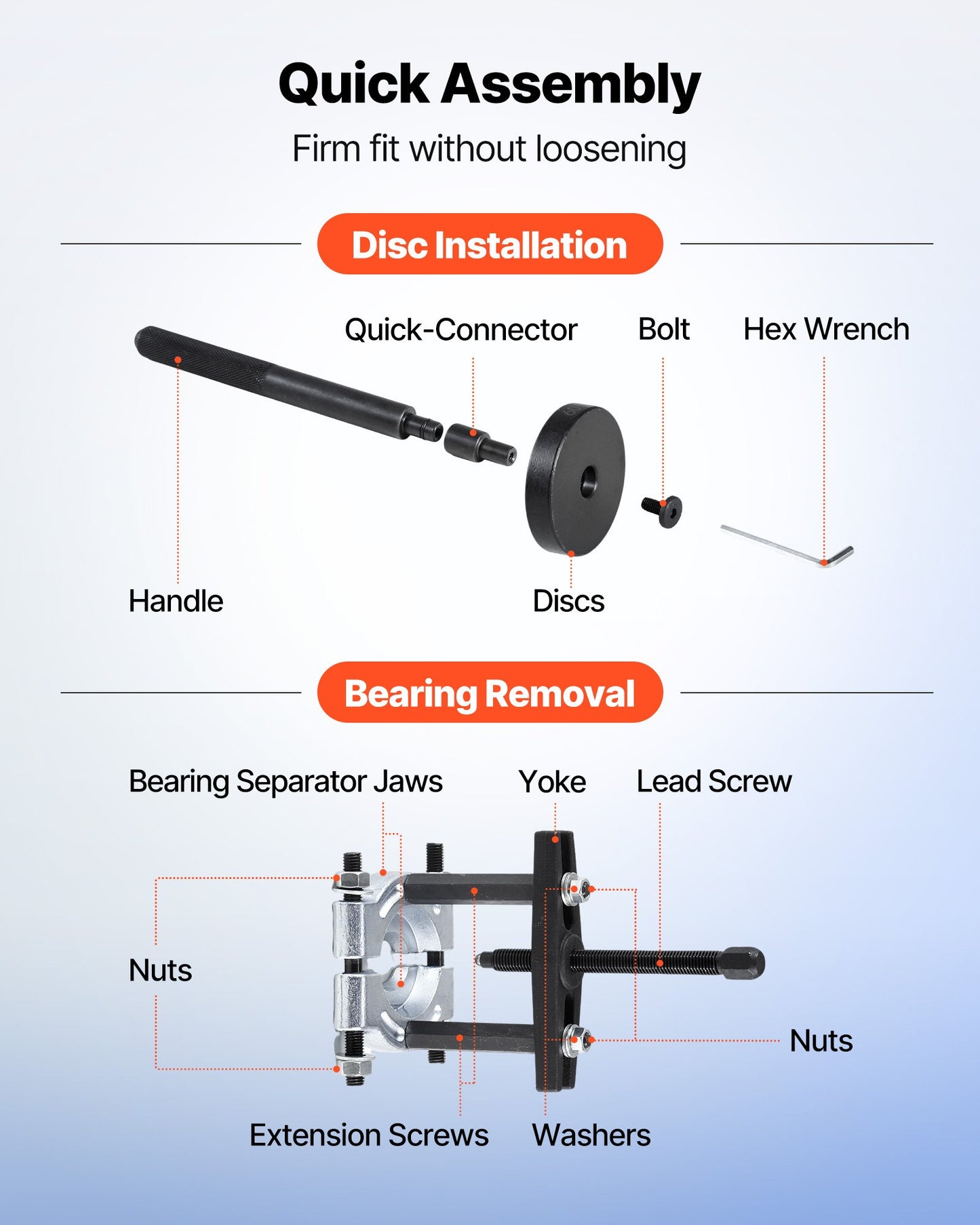 Bearing Press Kit, 52+14 Pcs, 2 in 1 Bushing Driver Tool & Bearing Press Kit, Race and Seal Driver Set with 49 Bushings, Separators and Jaws, Heavy Duty Removal Installation Tool Set with Case