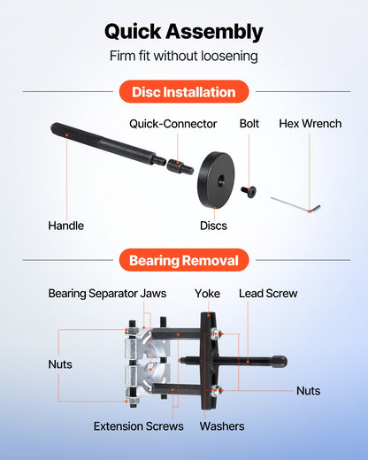 Bearing Press Kit, 52+14 Pcs, 2 in 1 Bushing Driver Tool & Bearing Press Kit, Race and Seal Driver Set with 49 Bushings, Separators and Jaws, Heavy Duty Removal Installation Tool Set with Case
