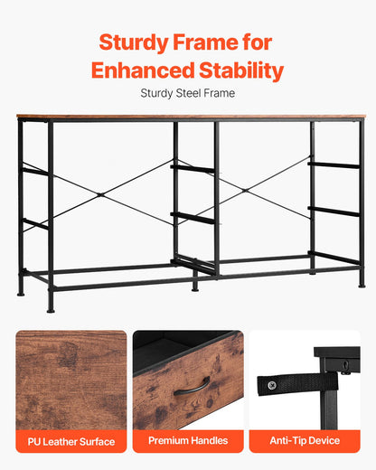 6 Drawer Dresser Wardrobe Dresser TV Stand with Steel Frame Rustic Brown