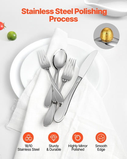 30-teiliges Silberbesteckset Edelstahlbesteck Besteck für 6