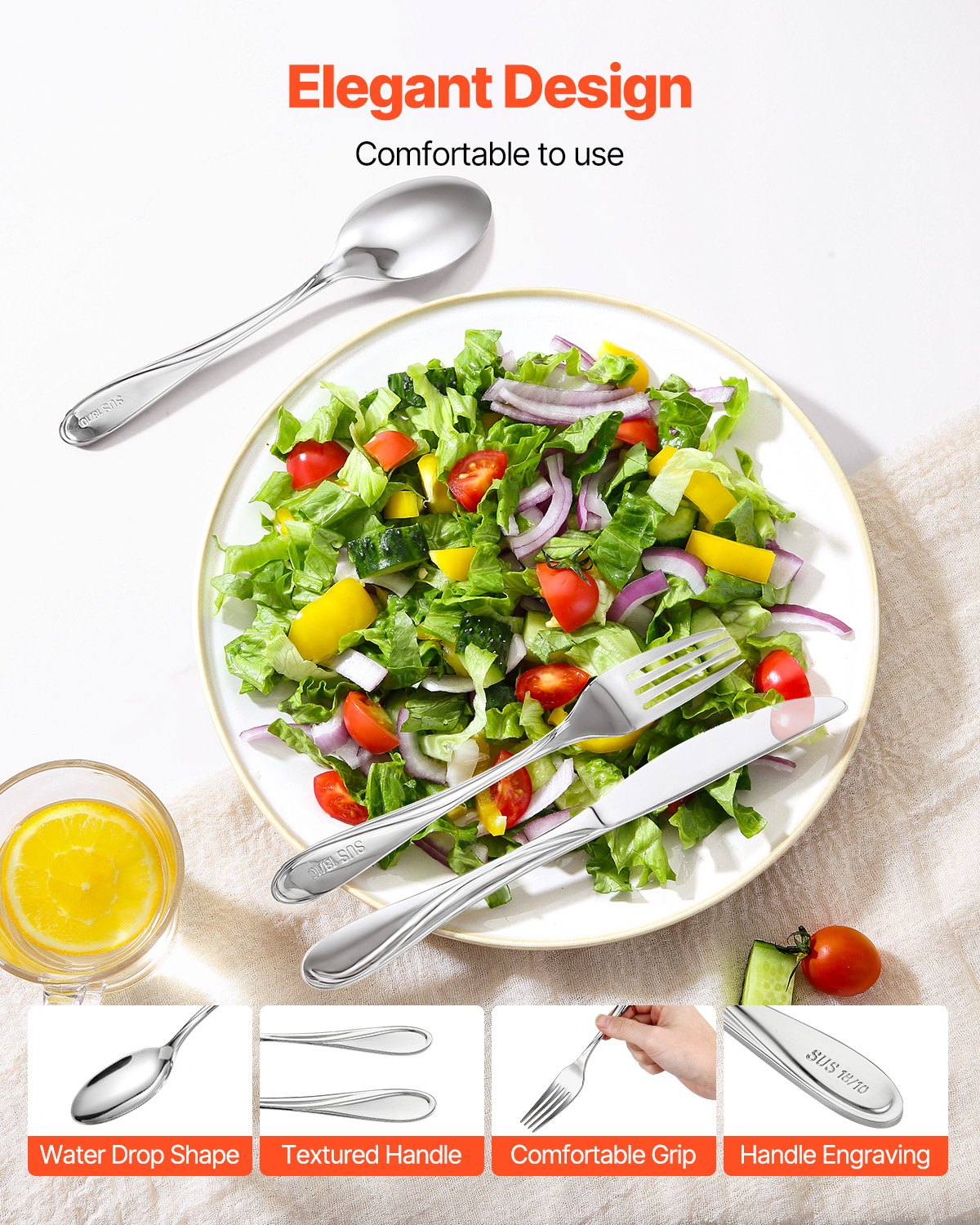 65-piece silver cutlery set stainless steel cutlery cutlery for 12