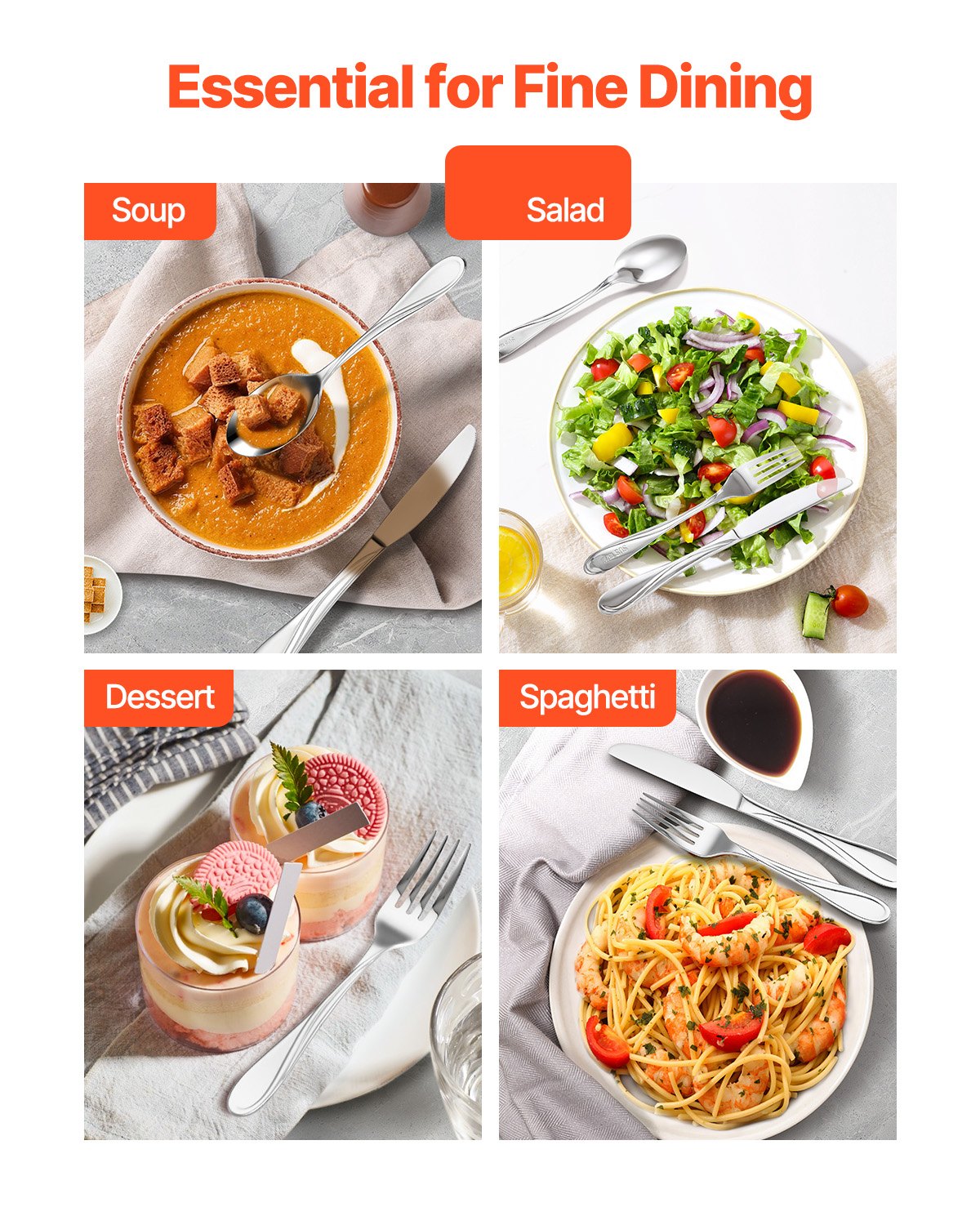 45-teiliges Silberbesteckset Edelstahlbesteck Besteck für 8