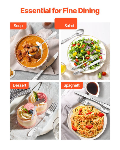 45-teiliges Silberbesteckset Edelstahlbesteck Besteck für 8