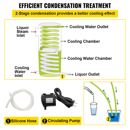 30L Stainless Steel Alcohol Distiller Home Brew Kit Moonshine Wine Making Boiler