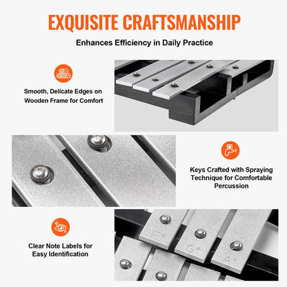 32 Note Klockspel Xylophone Bell Kit med klubbor, trumpinnar och väska