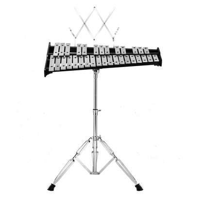32-Noten-Glockenspiel-Xylophon-Glockenset mit Schlägeln, Trommelstöcken und Ständer