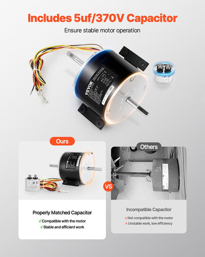3315332.005 RV AC Fan Motor Replacement Genteq F48AF70A61, Dometic Brisk Air II Fan Motor, Compatible with Dometic Brisk Air II B57915 B59516 B59146 B59186 - 1/4HP AC115V 3A 1650RPM (3 Speeds)