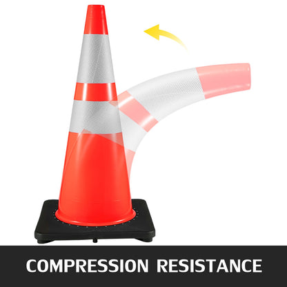 6Pack 36\" Traffic Cones, Safety Road Parking Cone with Black Weighted Base, PVC Orange Traffic Safety Cones, Hazard Cones Reflective Collars for Construction Traffic Parking