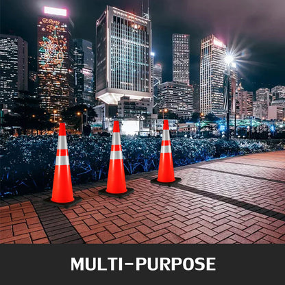 6Pack 36\" Traffic Cones, Safety Road Parking Cone with Black Weighted Base, PVC Orange Traffic Safety Cones, Hazard Cones Reflective Collars for Construction Traffic Parking