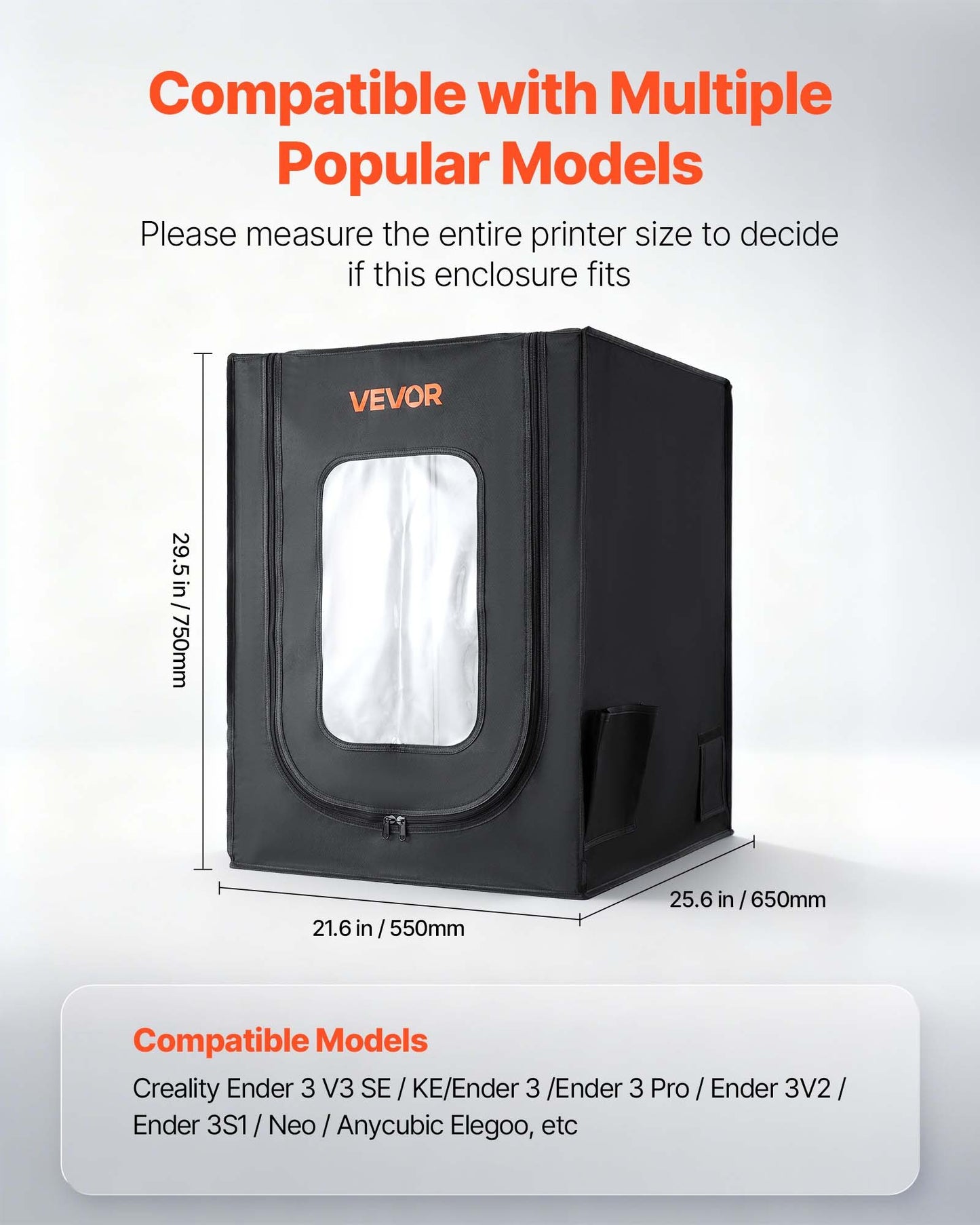 3D Printer Enclosure, Dustproof Waterproof Oxford Cloth 3D Printer Tent, Constant Temperature Protective Case with LED Lighting, Compatible with Creality/ELEGOO/Anycubic Multiple Popular Models