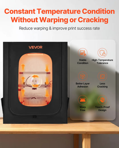 3D Printer Enclosure, Dustproof Waterproof Large Oxford Cloth 3D Printer Tent, Constant Temperature Protective Case with LED Lighting, Compatible with Creality/ELEGOO/Anycubic Popular Models