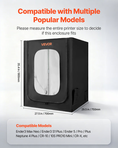 3D Printer Enclosure, Dustproof Waterproof Large Oxford Cloth 3D Printer Tent, Constant Temperature Protective Case with LED Lighting, Compatible with Creality/ELEGOO/Anycubic Popular Models