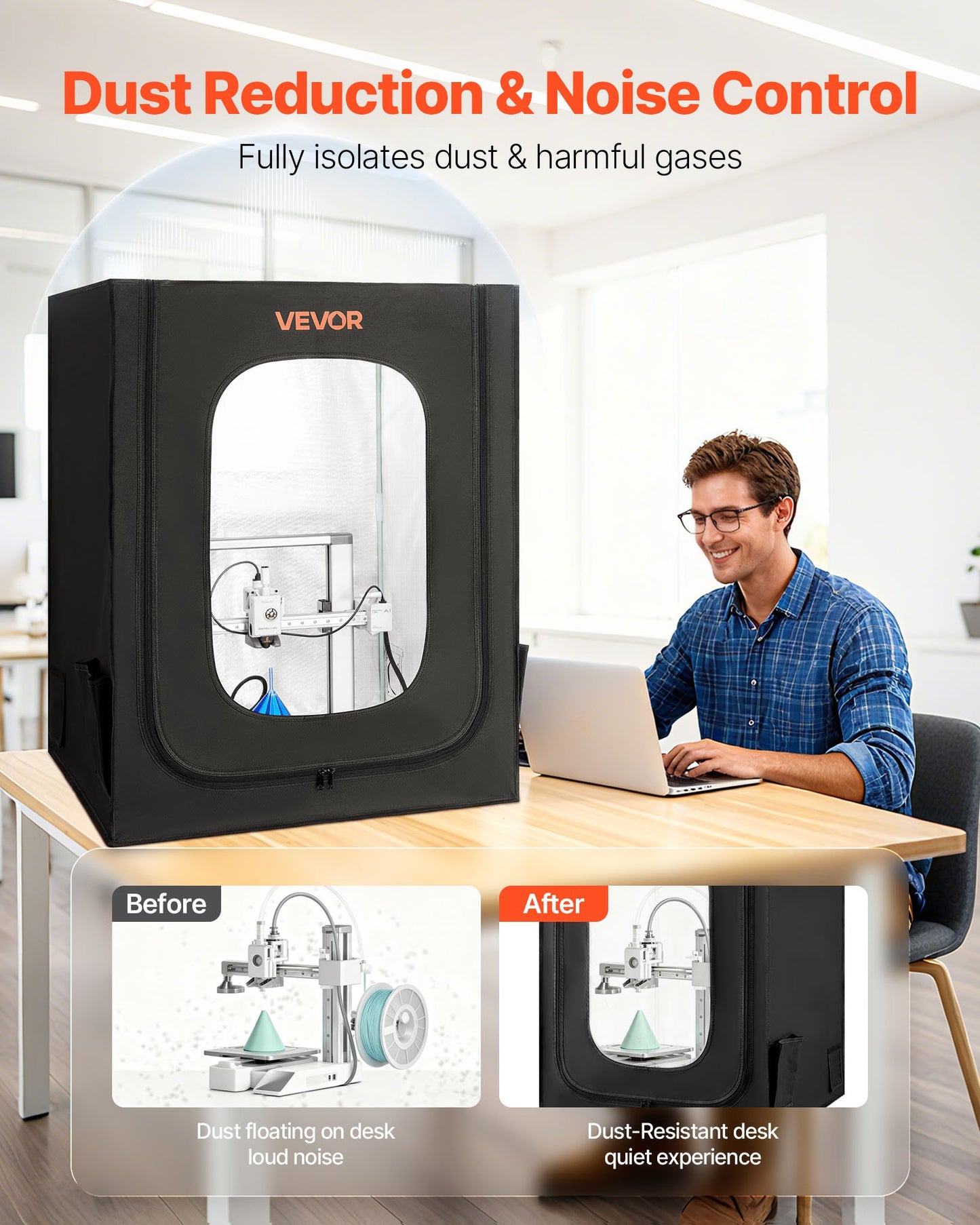 3D Printer Enclosure, Dustproof Waterproof Large Oxford Cloth 3D Printer Tent, Constant Temperature Protective Case with LED Lighting, Compatible with Creality/ELEGOO/Anycubic Popular Models