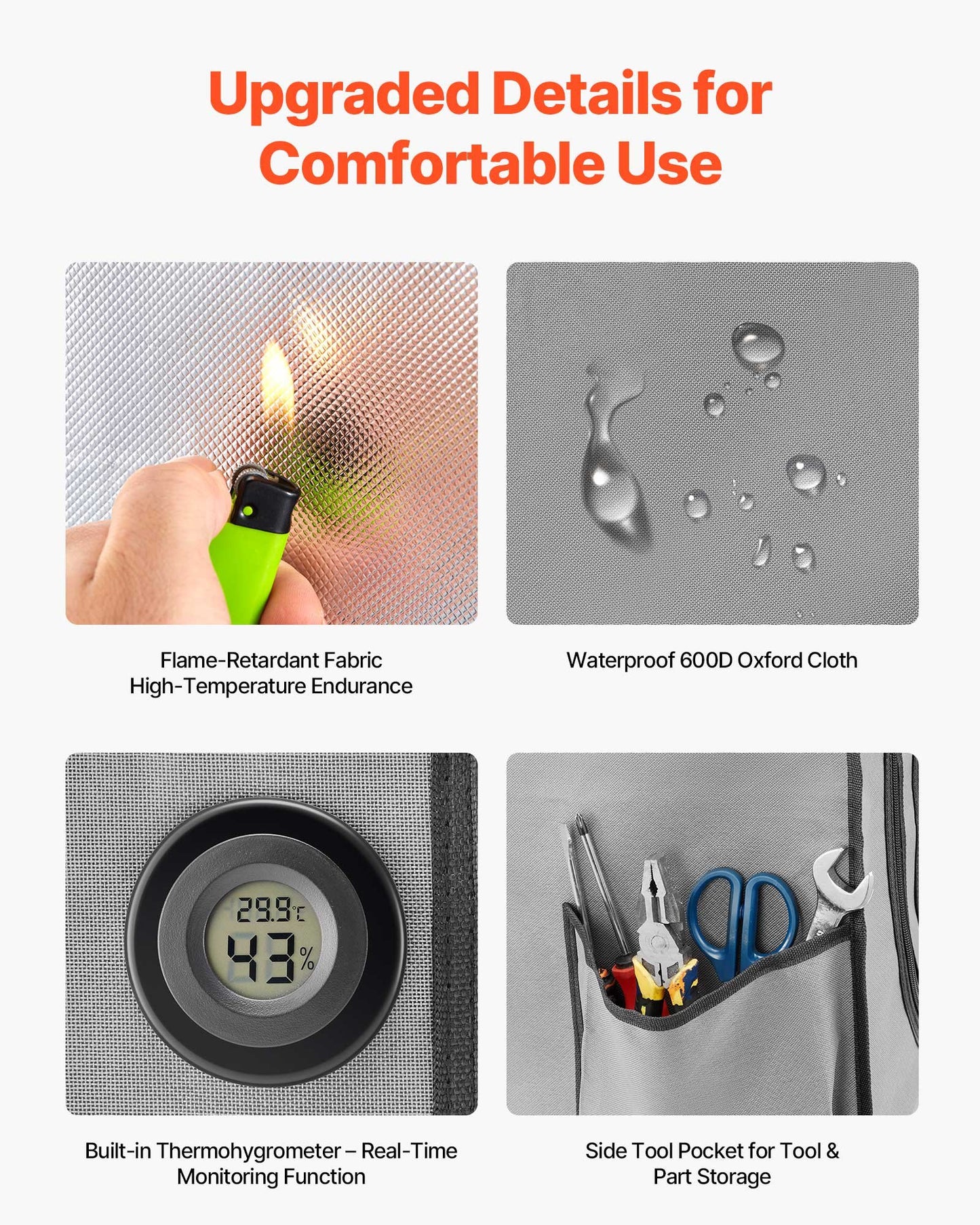 3D Printer Enclosure with Ventilation, Dustproof Waterproof Large Size 600D Oxford Cloth 3D Printer Tent, Constant Temperature Protective Case with LED, Designed for Bambu Lab A1 Combo, Grey