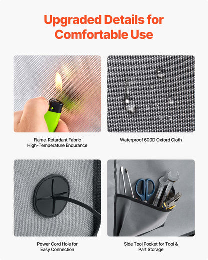 3D Printer Enclosure with Ventilation, Dustproof Waterproof Oxford Cloth Resin 3D Printer Tent, Constant Temperature Protective Case with LED, Compatible with Photon Mono/Mars 3, FDM/LCD Printer