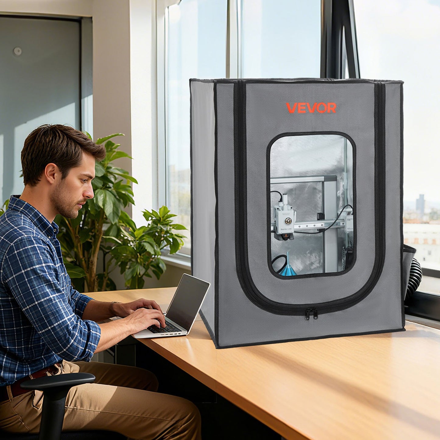 3D Printer Enclosure with Ventilation, Dustproof Waterproof Oxford Cloth Resin 3D Printer Tent, Constant Temperature Protective Case with LED, Compatible with Photon Mono/Mars 3, FDM/LCD Printer