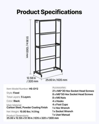3D Printer Filament Storage Rack, 5 Tier Heavy Duty Storage Shelves for 3D Printing Filaments, Filament Spool Holders Racks for 3D Printing Studio, Home Studio, Office, Workshop (Shelf Only)