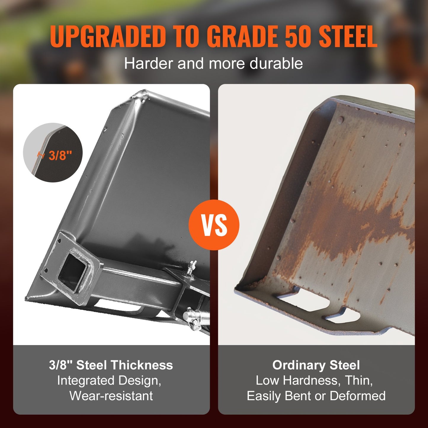 Universal 3-point Skid Steer Plate, 3/8" Skid Steer Attachment Plate, 7000lbs Skid Steer Mount Plate Steel Adapter Loader, Compatible with Deere, Kubota, Bobcat, Mahindra Skid Steers, Tractors