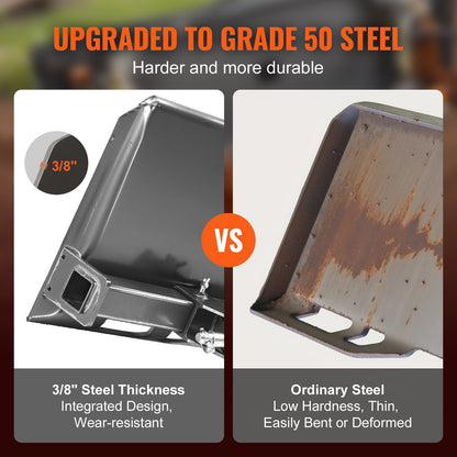 Universal 3-point Skid Steer Plate, 3/8" Skid Steer Attachment Plate, 7000lbs Skid Steer Mount Plate Steel Adapter Loader, Compatible with Deere, Kubota, Bobcat, Mahindra Skid Steers, Tractors