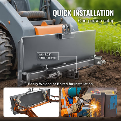 Universal 3-point Skid Steer Plate, 3/8" Skid Steer Attachment Plate, 7000lbs Skid Steer Mount Plate Steel Adapter Loader, Compatible with Deere, Kubota, Bobcat, Mahindra Skid Steers, Tractors