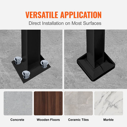 Handrails for Outdoor Steps, Fit 1 or 3 Steps Outdoor Stair Railing, Black Wrought Iron Handrail, Flexible Front Porch Hand Rail, Transitional Handrails for Concrete Steps or Wooden Stairs