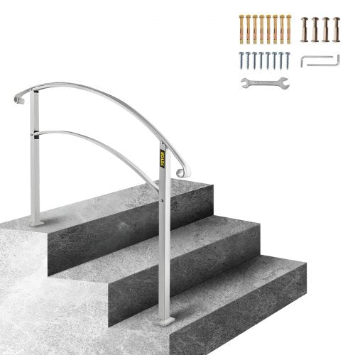 3FT Adjustable Wrought Iron Handrail Fits 3-Step Outdoor Stairs/Staircases | EU