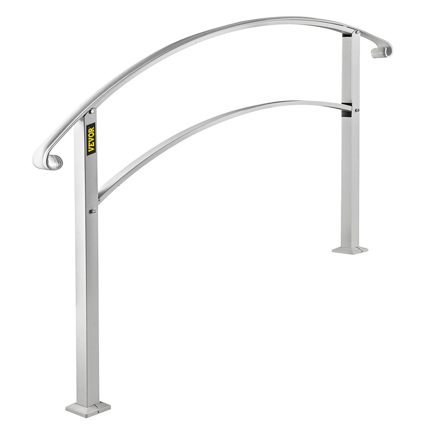 Handrails for Outdoor Steps, Fit 1 or 3 Steps Outdoor Stair Railing, White Wrought Iron Handrail, Flexible Front Porch Hand Rail, Transitional Handrails for Concrete Steps or Wooden Stairs