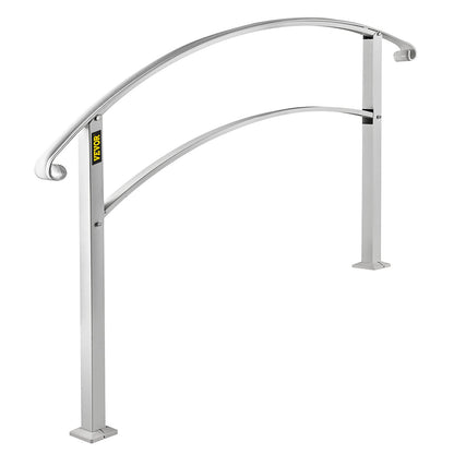 Handrails for Outdoor Steps, Fit 1 or 3 Steps Outdoor Stair Railing, White Wrought Iron Handrail, Flexible Front Porch Hand Rail, Transitional Handrails for Concrete Steps or Wooden Stairs