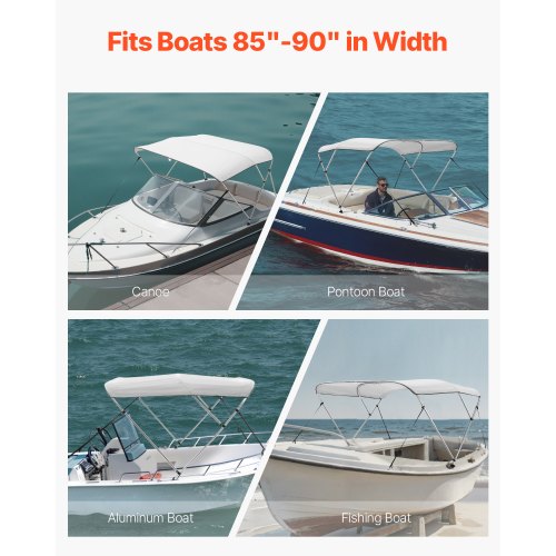 3 Bug-Boot-Bimini-Tops 72"L x (85"-90")B x 46"H Markisendach Hellgrau | EU