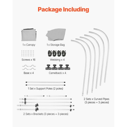 3 Bug-Boot-Bimini-Tops 72"L x (85"-90")B x 46"H Markisendach Hellgrau | EU