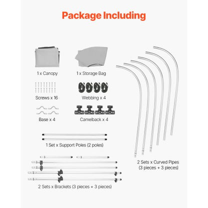 3 Bug-Boot-Bimini-Tops 72"L x (85"-90")B x 46"H Markisendach Hellgrau | EU