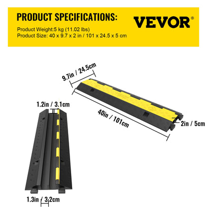 3 Pcs 2-Cable Rubber Electrical Wire Cover Cord Protector Ramp 11000 lbs