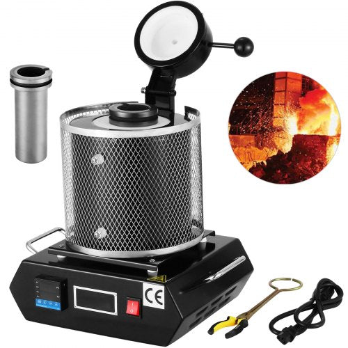 3 kg Goldschmelzofen, 1400 W, digitaler Schmelzofen, 1150 °C, zum Gießen und Raffinieren von Edelmetallen, Gold, Silber, Zinn, Aluminium | EU