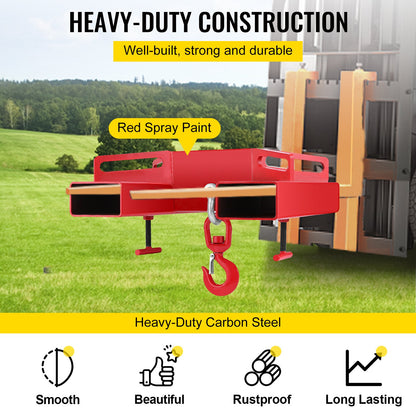 3 Tonne Large Forklift Lifting Hook Attachment 3000kg Telehandler Crane Jib Test Cert