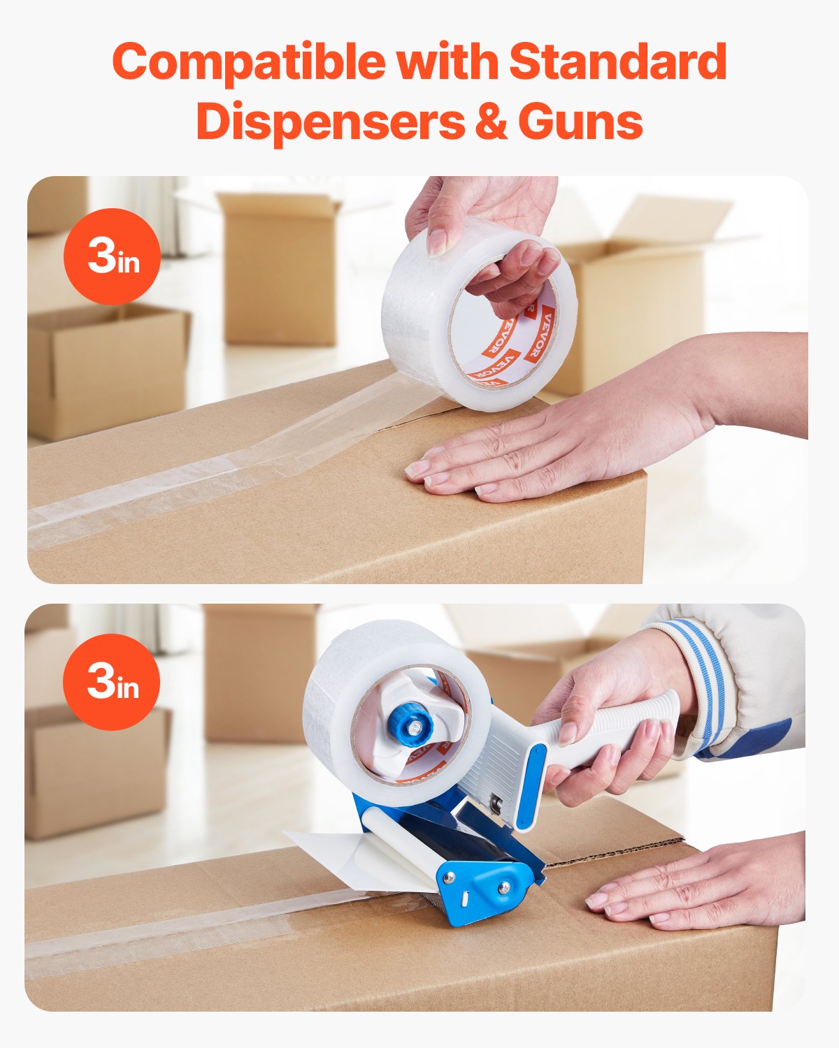 Packband, 24 Rollen, 65 Yards, strapazierfähiges, transparentes Packband, 2,7 mil