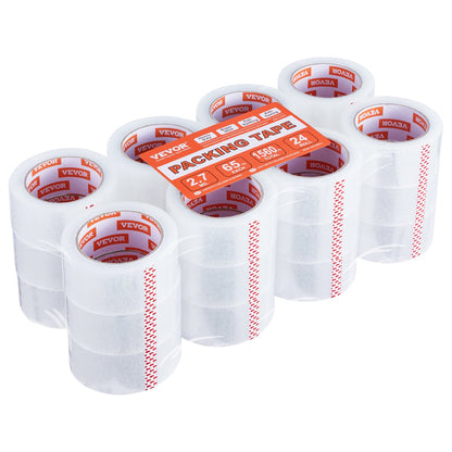 Packband, 24 Rollen, 65 Yards, strapazierfähiges, transparentes Packband, 2,7 mil