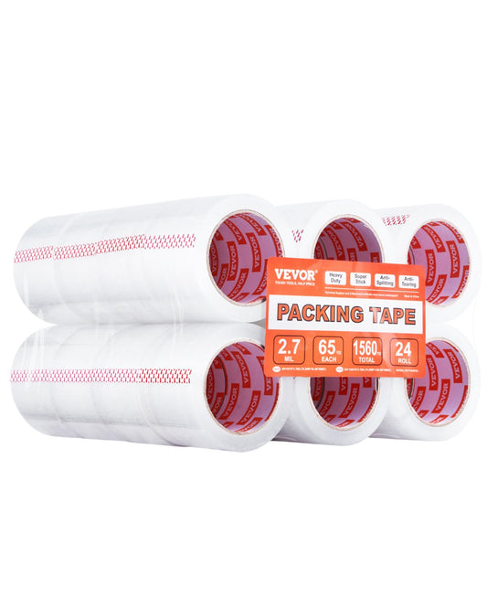 Transparentes Packband, 24 Rollen, 65 Yards, strapazierfähiges transparentes Packband, 2,7 mil