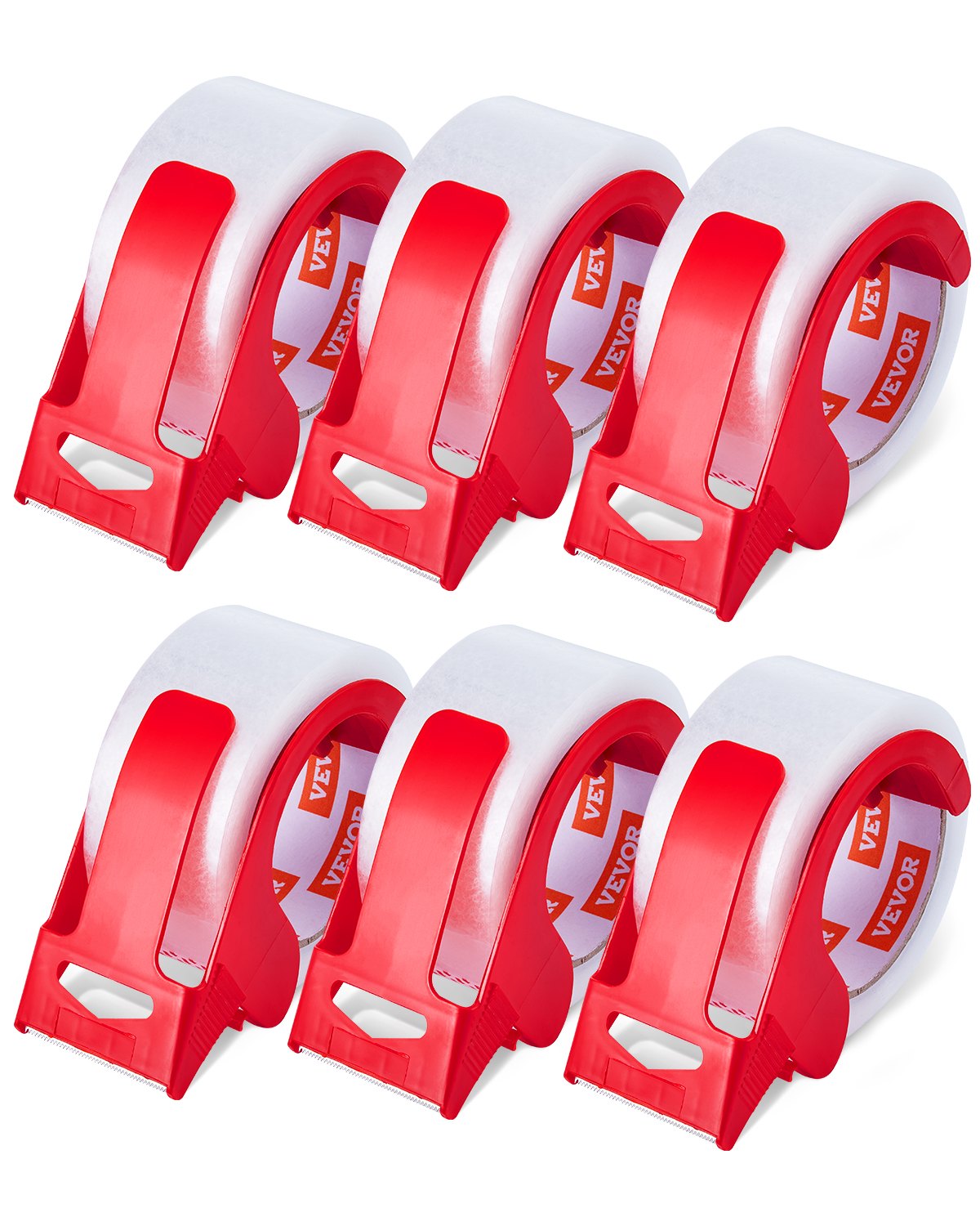 Packtejp 6 rullar 65 yards klar frakttejp med dispenser 2,7 mil